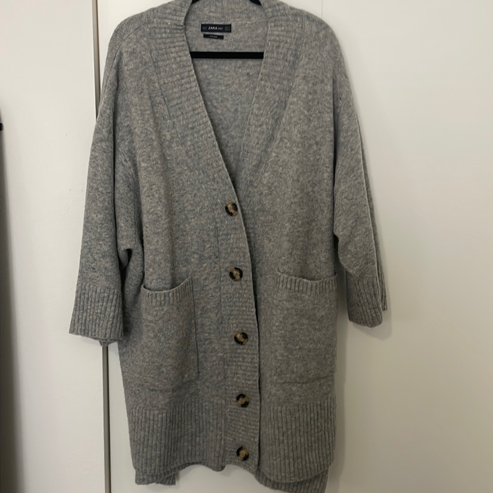 Zara Wool Grey Long Cardigan